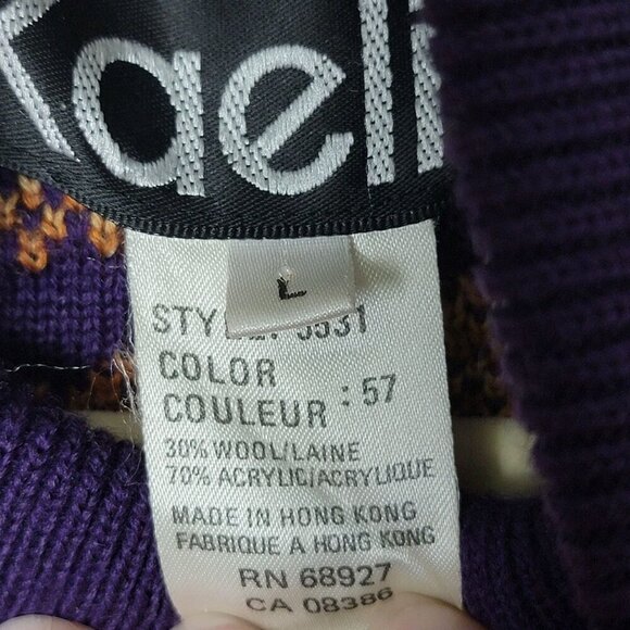 Vintage Kaelin 80s Ski Wear Purple Coogi Style Thick Wool Blend Sweater Large - Picture 11 of 12